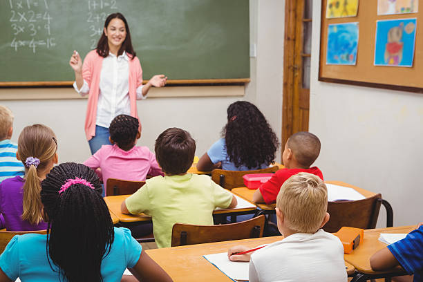 istock Teacher teaching her classroom of students 486173154