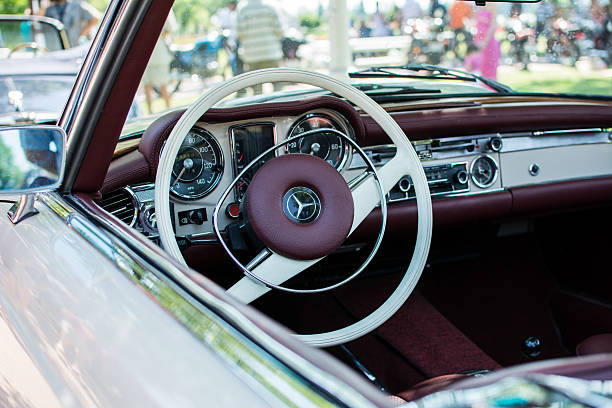 Subotica,Serbia -July 05,2015:Mercedes SL280 from 1971 on public Annual oldtimer car show Subotica 2015.Various vintage cars and motorcycles,30 years old and more.In organization of Oldtimer Club Subotica. The car was restored to the last screw.  