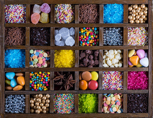 istock Vintage wooden box with sugar decoration 486184056