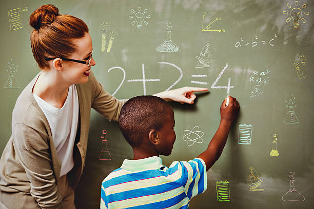 obraz złożony szkoły gryzmoły uczestników - blackboard writing chalk teacher zdjęcia i obrazy z banku zdjęć