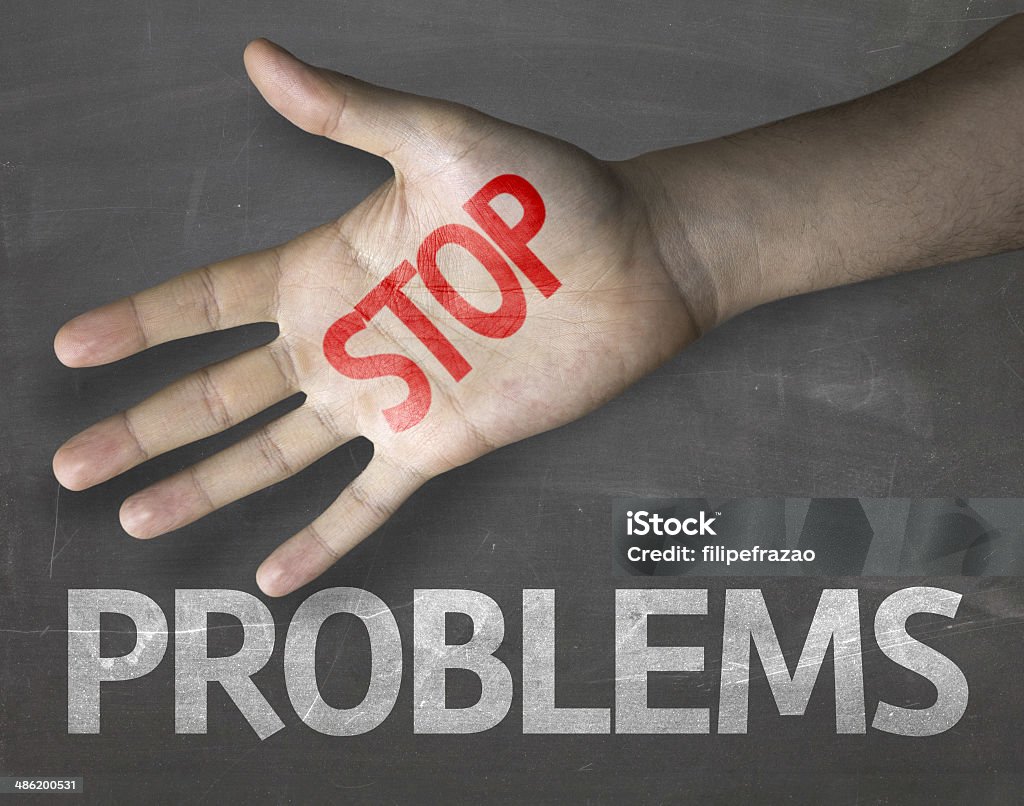 Educativo e criativa de composição com a mensagem Stop problemas - Foto de stock de Achar royalty-free