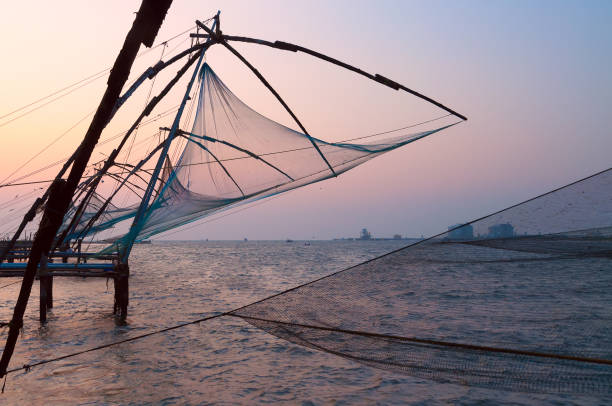 istock Chinese Fishing nets at sunset 486201944