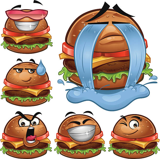 illustrations, cliparts, dessins animés et icônes de hamburger de dessin animé ensemble b - hair bun illustrations