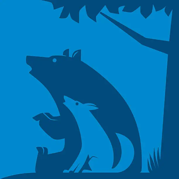 Vector illustration of wolf and bear symbol