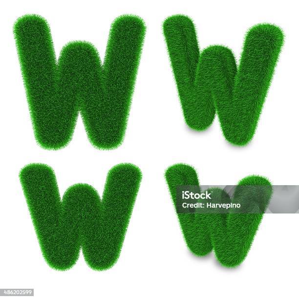 Letter W Made Of Grass Stock Photo - Download Image Now - Alphabet, Characters, Computer Graphic