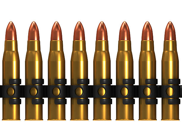 istock 3d Row of machine gun bullets 486203605
