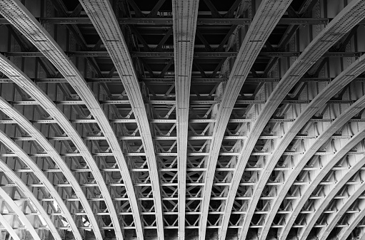 Steel lines under a bridge in London