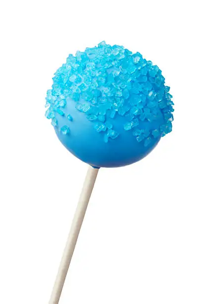 Blue cake pop isolated against white