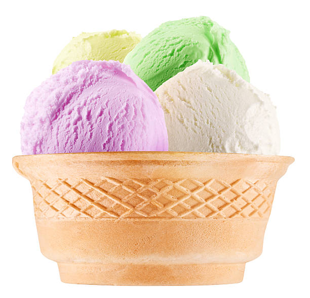 istock Colorful ice-cream scoops in waffle cups. 486207437