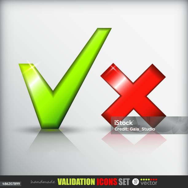 Validation Icons Set Stock Illustration - Download Image Now - Cancellation, Computer, Computer Graphic