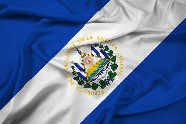 El Salvador Bandeira Acenando - fotografia de stock