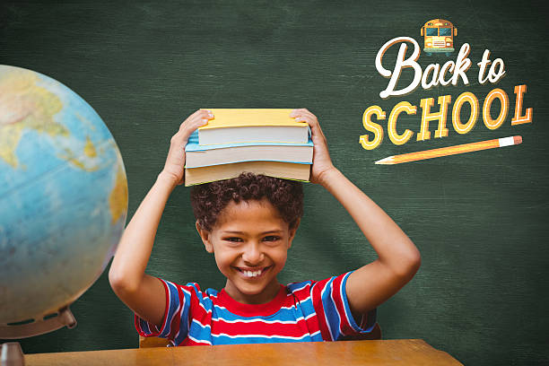 istock Composite image of cute pupil with books 486211568