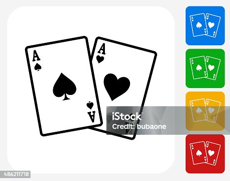 istock Ace of Spades and Hearts Icon Flat Graphic Design 486211718