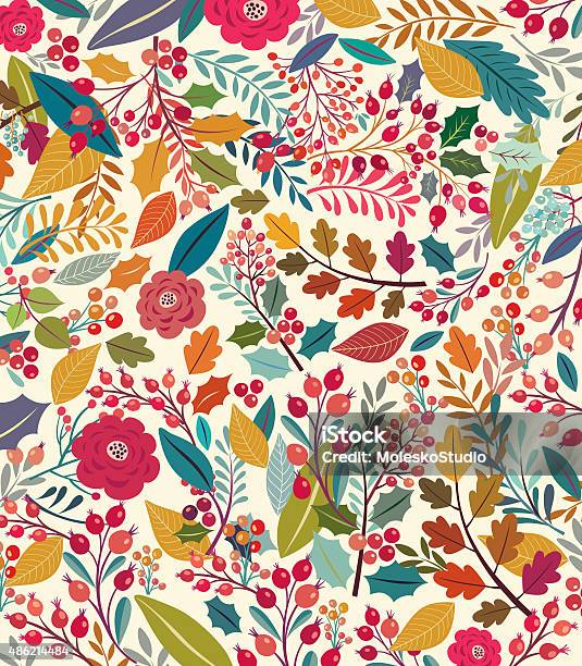 Floral Background Stock Illustration - Download Image Now - 2015, Arts Culture and Entertainment, Autumn