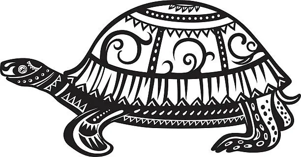 Vector illustration of Ethnic ornamented tortoise