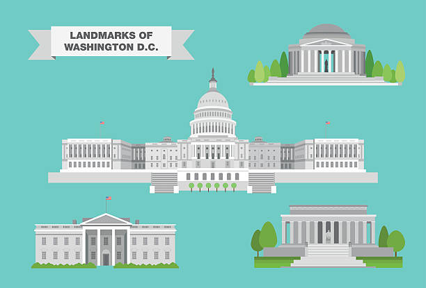 워싱턴 명소 - washington dc capital capitol building usa stock illustrations