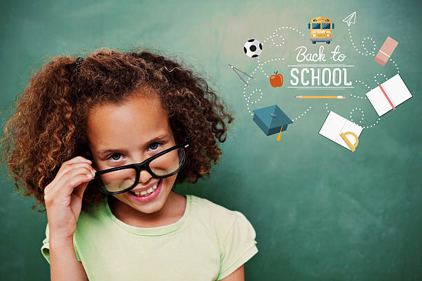 istock Composite image of cute pupil tilting glasses 486225798