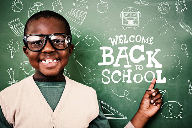 istock Composite image of cute pupil pointing 486225808
