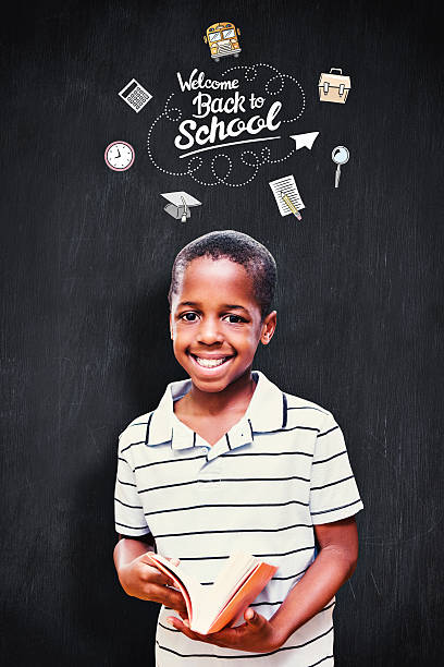 istock Composite image of happy pupil with book 486232318