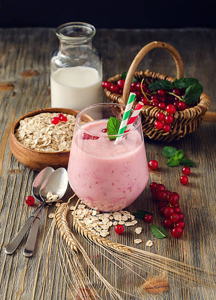 istock Berry smoothie, milk shake for healthy breakfast with muesli, fr 486234866