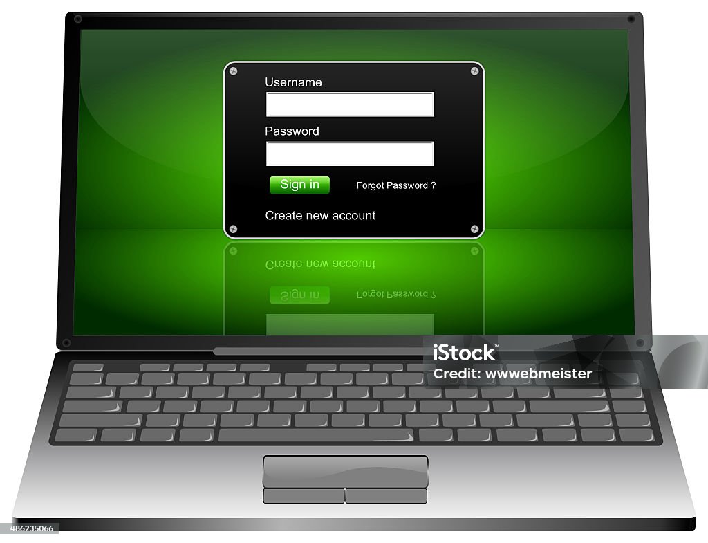 Computer Loguin Screen Laptop Computer With Login Screen Stock Illustration - Download Image ...