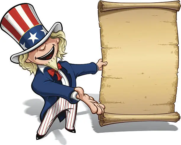 Vector illustration of Uncle Sam Presenting Declaration