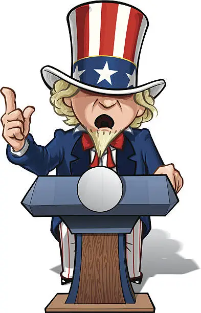 Vector illustration of Uncle Sam Presidential Podium intence