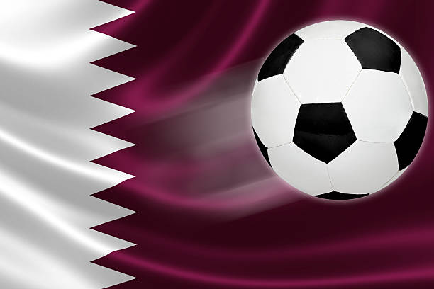 Soccer Ball Streaks Across Qatar's Flag