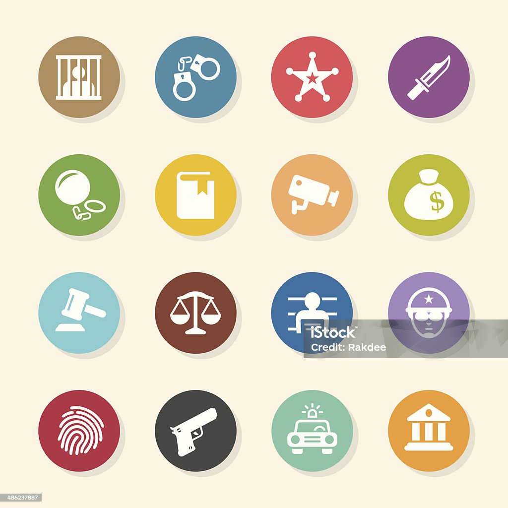 Justice and Law Icons - Color Circle Series Justice and Law Icons Color Circle Series Vector EPS10 File. Circle stock vector