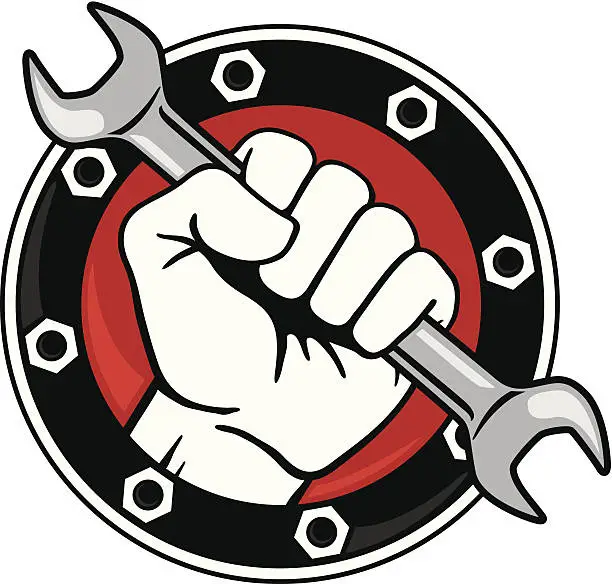 Vector illustration of Fist with Wrench
