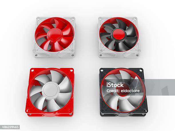 Computer Performance Cooling Fans Isolated On White Background Stock Photo - Download Image Now