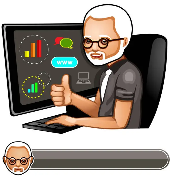 Vector illustration of Programmer at the PC