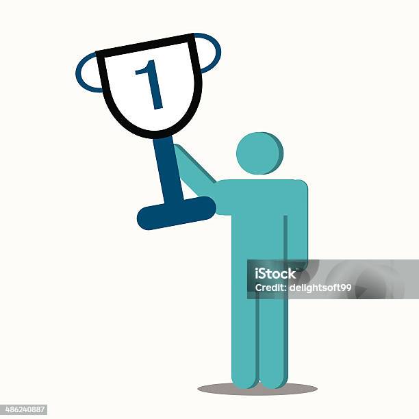 Geschäftsmann Holding Preisgekrönten Trophy Stock Vektor Art und mehr Bilder von Applaudieren - Applaudieren, ClipArt, Erfolg