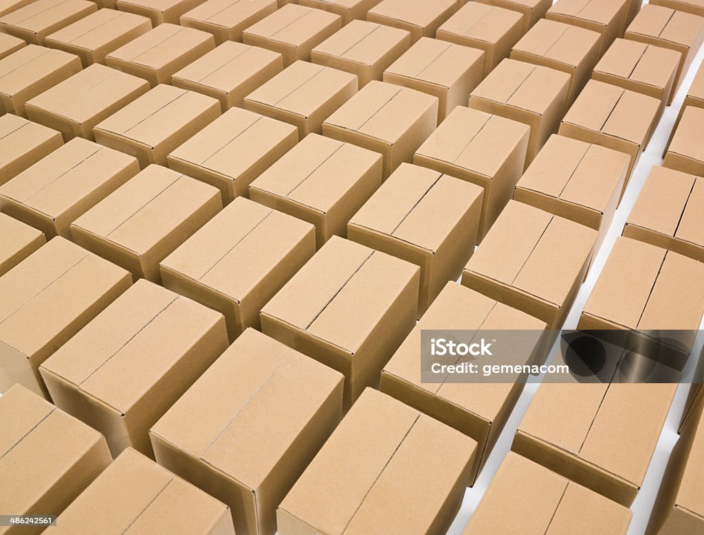Arranged cardboard boxes Arranged cardboard boxes on white background Arrangement Stock Photo
