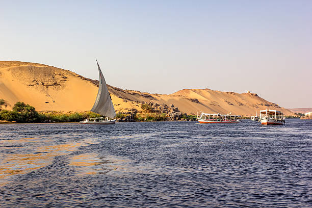 istock Nile boats and dune 486248350