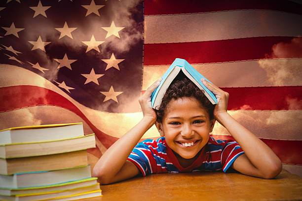 istock Composite image of pupil with many books 486252610