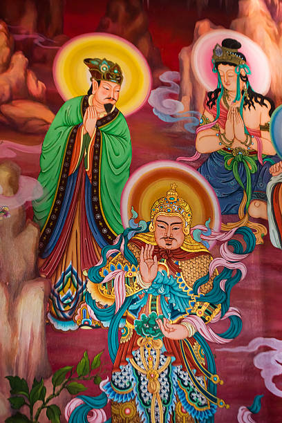 istock Mural in native thai style painting on the wall 486254508
