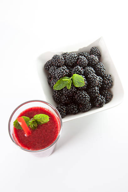 fresh blackberry smoothie with mint stock photo