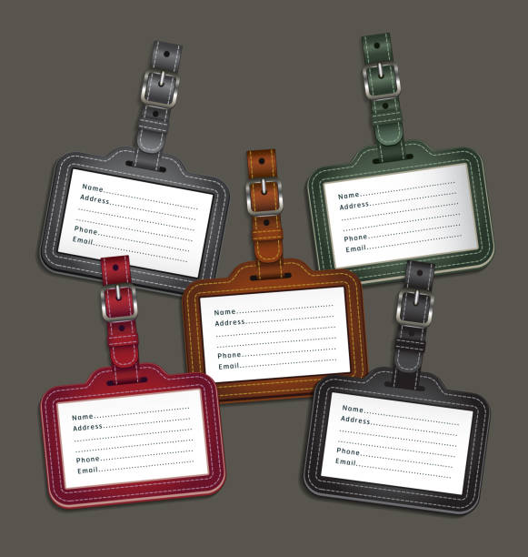 Leather luggage tags labels. Leather luggage tags labels template. can be used for workflow layout, diagram, step options, number options, web design template. luggage strap stock illustrations