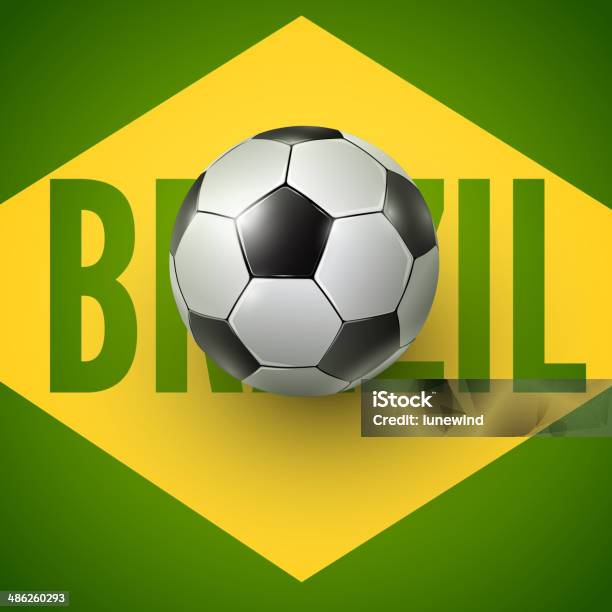 Vetores de Bola De Futebol Brasil 2014 e mais imagens de Evento de futebol internacional - Evento de futebol internacional, Brasil, Verde - Descrição de Cor