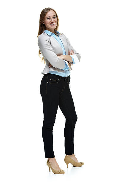 istock Happy businesswoman standing 486261049