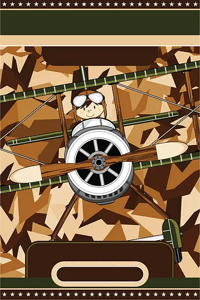 Vector illustration of Military Biplane & Pilot Template