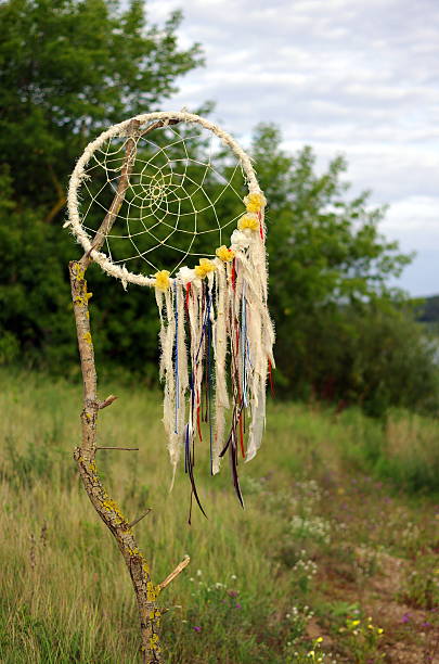 Dreamcatchers in a wind breeze. nature and sky background
