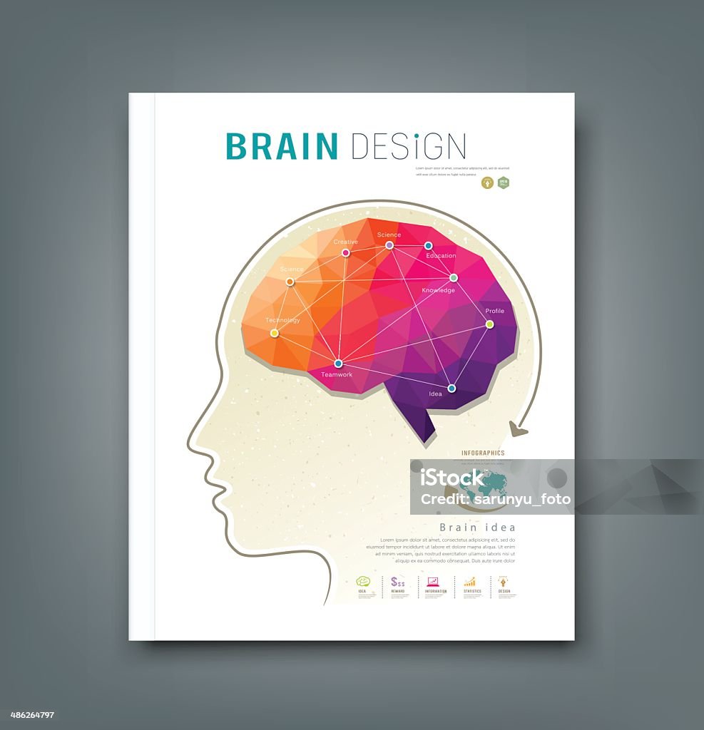 Zeitschrift Schädel mit Gehirn für business-design - Lizenzfrei Abstrakt Vektorgrafik