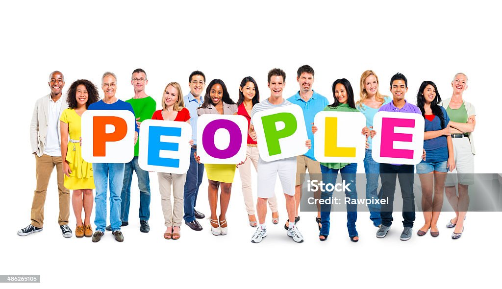 Multi-Ethnic Group Of People Holding Alphabet To Form People Active Seniors Stock Photo