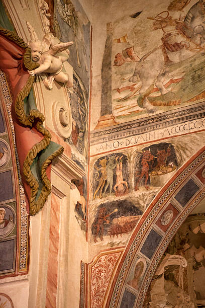 istock Interior of small italian church. 486266205