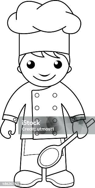 Cook Coloring Page For Kids Stock Illustration - Download Image Now - Coloring, Chef, Child