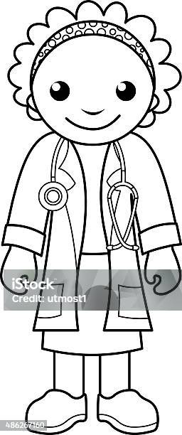 Doctor Coloring Page For Kids Stock Illustration - Download Image Now - 2015, Activity, Adult