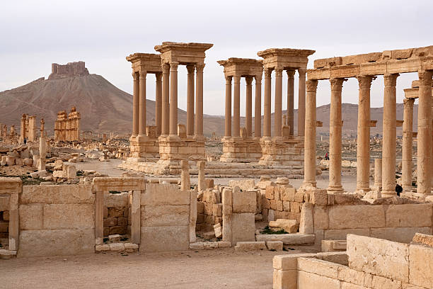 고대 도시 유적 팔미라 - panoramic antiquities architectural feature architectural styles 뉴스 사진 이미지