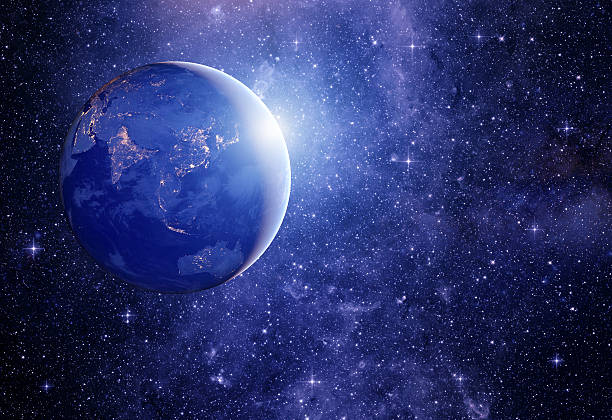 istock Part of earth planet in sun rays 486274596